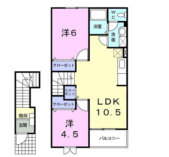 PLEASANT・M(2LDK/2階)の間取り写真