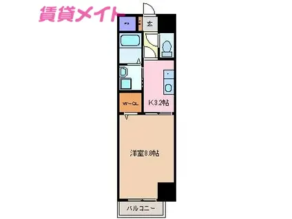 ヴィラナイン(1K/8階)の間取り写真