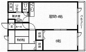 グランビューハイツ(2LDK/2階)の間取り写真