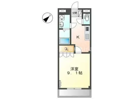 イーストヒルズ田原(1K/2階)の間取り写真