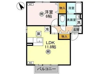 グリーンハイツG(1LDK/1階)の間取り写真