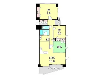 ワコーレ本山田中町(3LDK/3階)の間取り写真