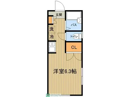 パーク立川(ワンルーム/1階)の間取り写真