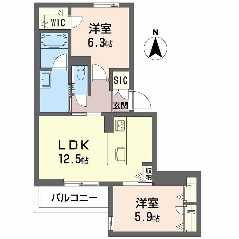 FAMILIAR OGO(2LDK/3階)の間取り写真