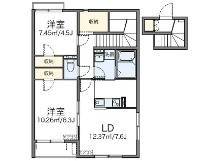 ファミール岩戸II(2LDK/2階)の間取り写真