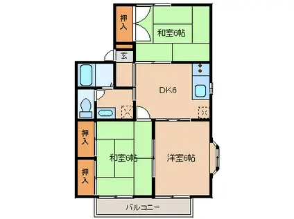 セジュール雷I(3DK/1階)の間取り写真