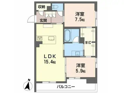 LUANA KAMISUGI(2LDK/2階)の間取り写真