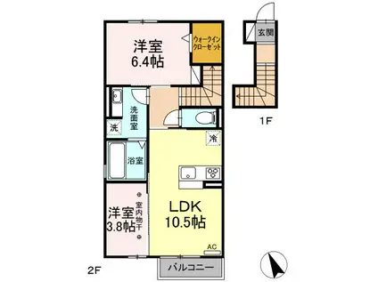 ウィスタリア(2LDK/2階)の間取り写真