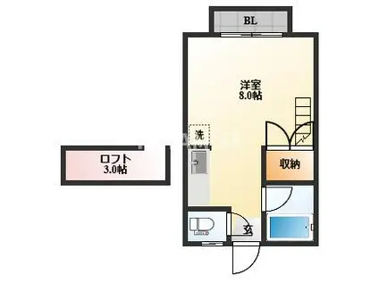 エステートハイツ出雲(ワンルーム/2階)の間取り写真