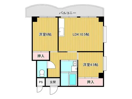 永田コーポ(2LDK/3階)の間取り写真