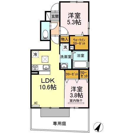 ビューメゾン(2LDK/1階)の間取り写真