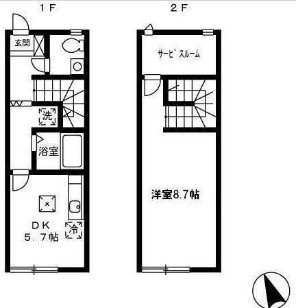ソレーユ中野町A(1DK/1階)の間取り写真