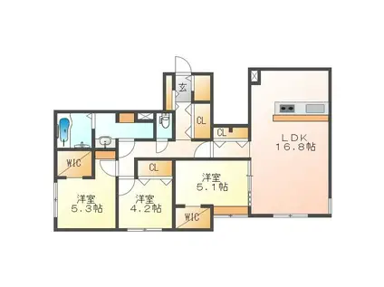R-FINO MIYANOSAWA(3LDK/3階)の間取り写真