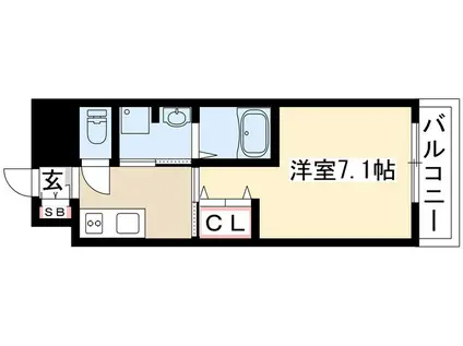 プリオール椿PARTII(1K/2階)の間取り写真