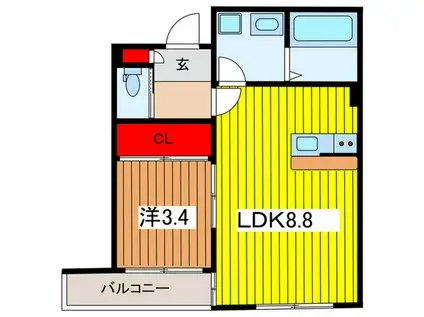 CALICOときわ(1LDK/3階)の間取り写真