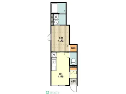 ジュリーハイム(1DK/1階)の間取り写真