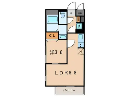 ロータス駒沢(1LDK/4階)の間取り写真