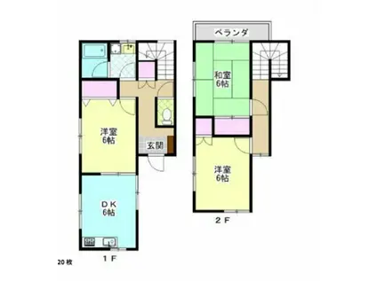 クイーンコート1号(3DK/2階)の間取り写真