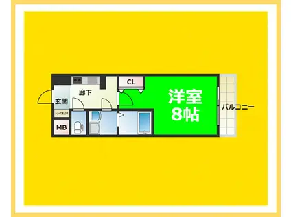 S-RESIDENCE 難波 VIALE(1K/7階)の間取り写真