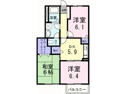 ラフィーネ21(3K/1階)の間取り写真