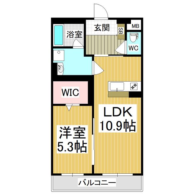 コンフォーティア南松本(1LDK/4階)の間取り写真