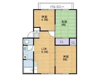 サンフォーレハイツ A棟(3LDK/1階)の間取り写真