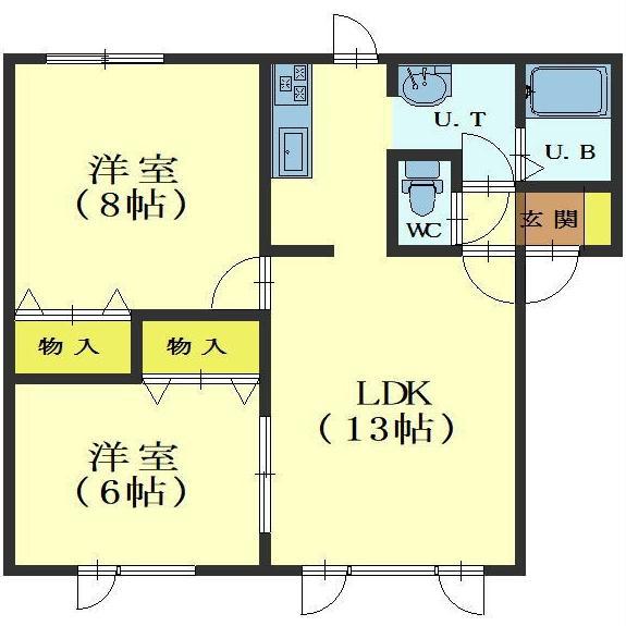 ハウスコンフォートC(2LDK/2階)の間取り写真