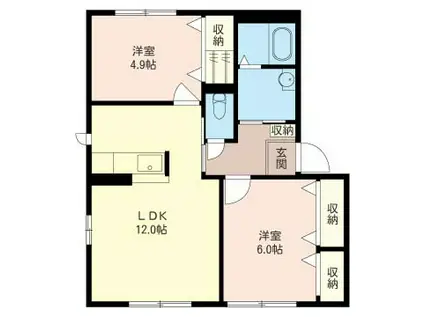 プレザントハイムA(2LDK/1階)の間取り写真