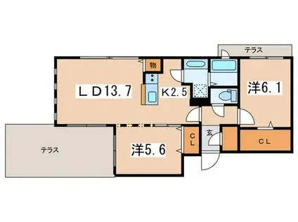 E-HORIZON伏見(2LDK/1階)の間取り写真