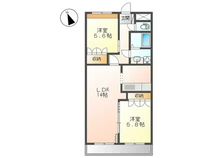 ルミナスハイム羽浦III(2LDK/2階)の間取り写真