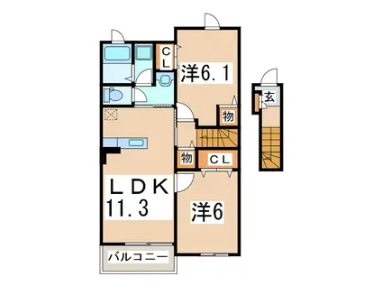CANON(2LDK/2階)の間取り写真