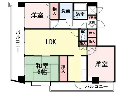 FARO戸畑駅前マンション(3LDK/13階)の間取り写真