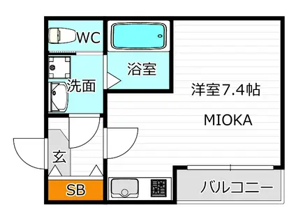 ハーモニーテラス北田辺(ワンルーム/2階)の間取り写真