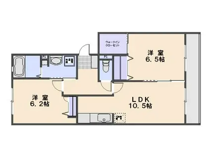 フレヴェール(2LDK/1階)の間取り写真