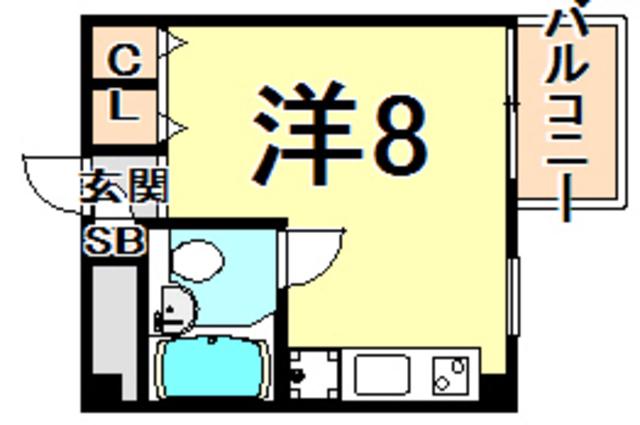 ルベラージュ甲子園(ワンルーム/2階)の間取り写真