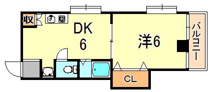 サンパレス21垂水(1DK/4階)の間取り写真