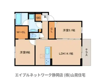 恵比寿の森(2LDK/1階)の間取り写真