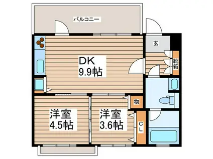 ラハイナコート21(2DK/2階)の間取り写真