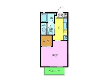 カーサベルデⅢ(1K/2階)の間取り写真