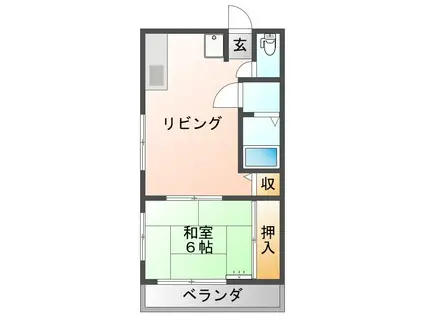 池之坊ハイツ(1LDK/2階)の間取り写真
