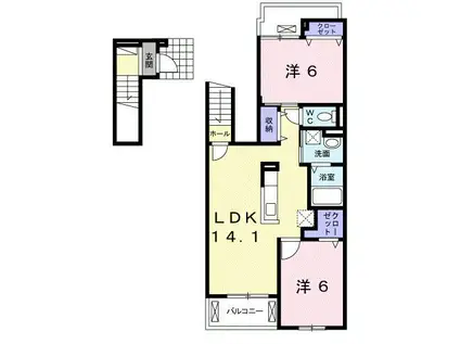 アイフラット日新II(2LDK/2階)の間取り写真