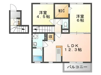 ティアラI(2LDK/2階)の間取り写真