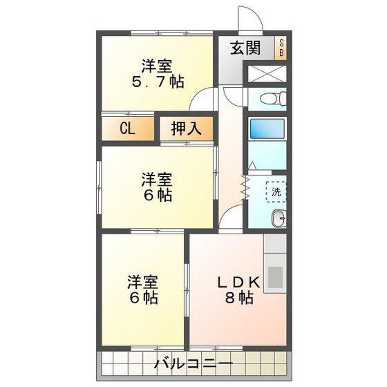タウンライフ堀川(3LDK/5階)の間取り写真