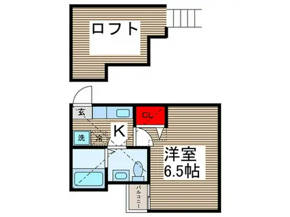 グローコートⅠ(1K/1階)の間取り写真