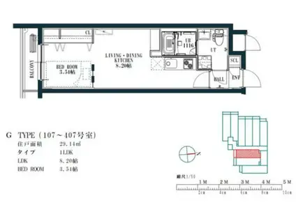 QUADOR藤崎(1LDK/3階)の間取り写真