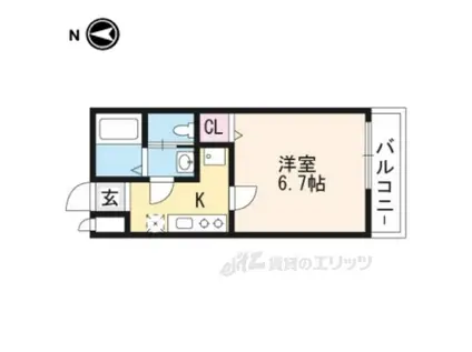 グランシャリオ長岡京(1K/1階)の間取り写真