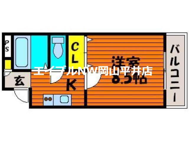 プレステージ高島(1K/1階)の間取り写真