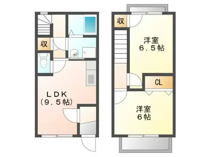 フォーシーズン(2DK/2階)の間取り写真