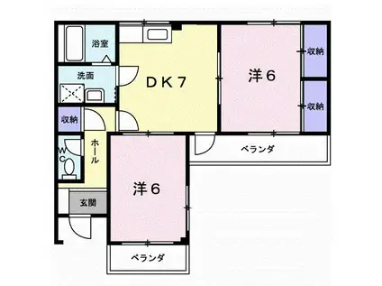 サンブリッジ アネックス(2DK/2階)の間取り写真