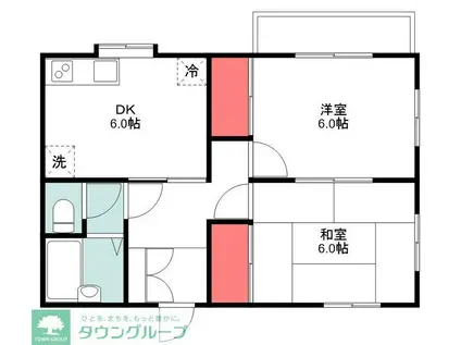 センチュリーコーポラス(2DK/2階)の間取り写真